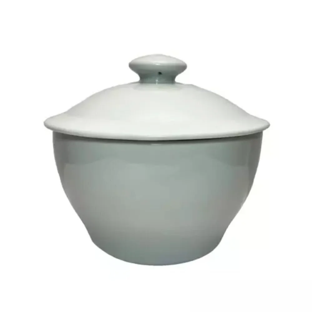 Stoneware Mixing Bowl 9”‎ Casserole Dish Handle Lid Heirloom White New